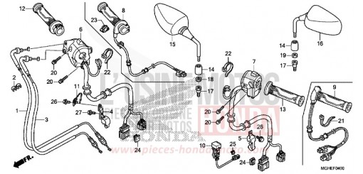 COMMUTATEUR/CABLE/MIROIR (VFR1200X/XA/XL) VFR1200XE de 2014